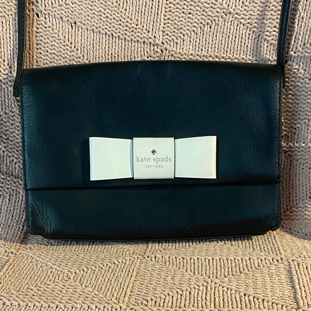 Kate Spade Black Crossbody Bag with White Bow